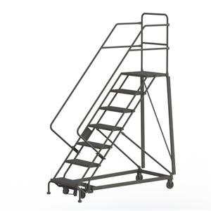 Heavy Duty Safety Slope Ladder - Steel, 7, 70", 17", Serrated, 24", 24", 74", 34", 50