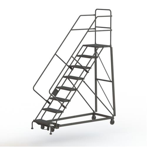 Heavy Duty Safety Slope Ladder - Steel, 8, 80", 17", Serrated, 24", 24", 82", 34", 50