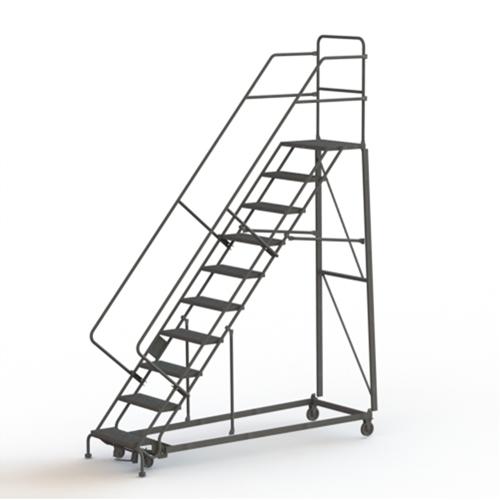 Heavy Duty Safety Slope Ladder - Steel, 10, 100", 17", Serrated, 24", 24", 99", 34", 50