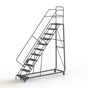 Heavy Duty Safety Slope Ladder - Steel, 11, 110", 17", Serrated, 24", 24", 107", 34", 50