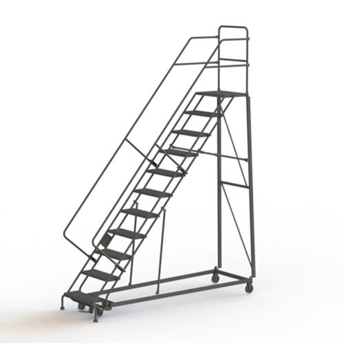 Heavy Duty Safety Slope Ladder - Steel, 11, 110", 17", Serrated, 24", 24", 107", 34", 50