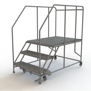 Mobile Work Platform - Steel, 3, 30", 48", 36", Serrated, 36", 66", 36", 50