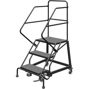 Safety Slope Rolling Ladder - Steel, 3, 30", 17", Perforated, 24", 24", 41", 35", 50