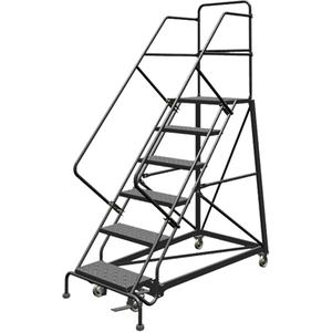 Safety Slope Rolling Ladder - Steel, 6, 60", 17", Perforated, 24", 24", 66", 35", 50