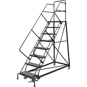 Safety Slope Rolling Ladder - Steel, 8, 80", 17", Perforated, 24", 24", 82", 35", 50