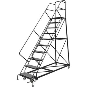 Safety Slope Rolling Ladder - Steel, 10, 100", 17", Perforated, 24", 24", 99", 35", 50
