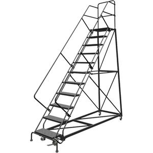 Safety Slope Rolling Ladder - Steel, 11, 110", 17", Perforated, 24", 24", 107", 35", 50