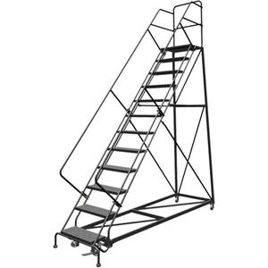 Safety Slope Rolling Ladder - Steel, 12, 120", 17", Perforated, 24", 24", 116", 35", 50