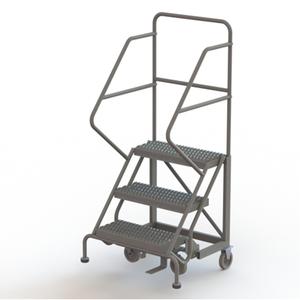 Safety Slope Rolling Ladder - Steel, 3, 30", 17", Serrated, 24", 24", 41", 28", 50