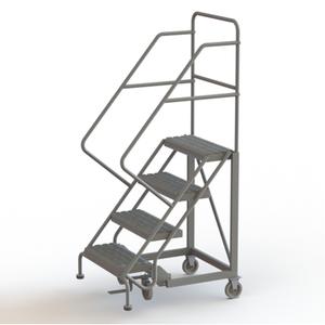 Safety Slope Rolling Ladder - Steel, 4, 40", 17", Serrated, 24", 24", 49", 28", 50