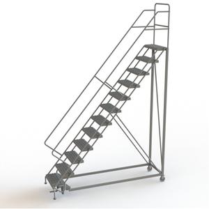 Safety Slope Rolling Ladder - Steel, 12, 120", 17", Serrated, 24", 24", 116", 35", 50