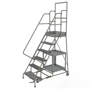 Stock Picking Rolling Ladder - Steel, 6, 2, 60", 20", 24", Perforated, 24" W x 20" D, 60", 35", 20"