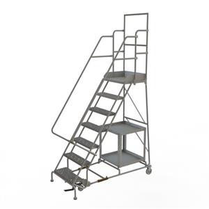 Stock Picking Rolling Ladder - Steel, 7, 2, 70", 20", 24", Perforated, 24" W x 20" D, 66", 35", 20"