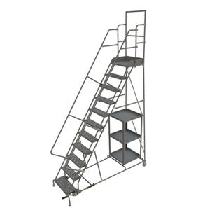 Stock Picking Rolling Ladder - Steel, 11, 3, 110", 20", 24", Perforated, 92", 35", 20", 24"