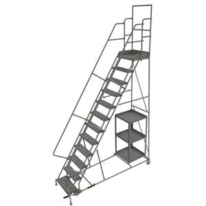 Stock Picking Rolling Ladder - Steel, 12, 3, 120", 20", 24", Perforated, 24" W x 20" D, 99", 35", 20"