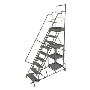 Stock Picking Rolling Ladder - Steel, 9, 3, 90", 20", 24", Serrated, 78", 35", 20", 24"