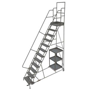 Stock Picking Rolling Ladder - Steel, 12, 3, 120", 20", 24", Serrated, 99", 35", 20", 24"