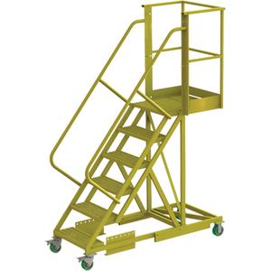 Cantilever Rolling Ladder - Steel, Supported, 6, 20", 60", Perforated, 24", 72", 72", 30", Yellow powder coat finish