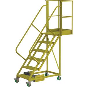 Cantilever Rolling Ladder - Steel, Unsupported, 6, 20", 60", Perforated, 24", 72", 72", 30", Yellow powder coat finish