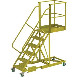 Cantilever Rolling Ladder - Steel, Supported, 6, 30", 60", Perforated, 24", Yellow powder coat finish, 82", 30", 82"