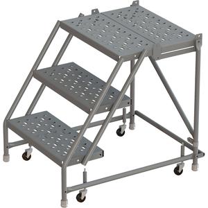 Deep Top Step Rolling Ladder - 3, 30", 20", 16", Steel, Perforated, 16", 37", 20", No