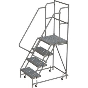 Deep Top Step Rolling Ladder - 4, 40", 20", 16", Steel, Perforated, 16", 45", 23", Yes