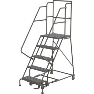 Deep Top Step Rolling Ladder - 5, 50", 20", 16", Steel, Perforated, 16", 52", 23", Yes