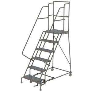 Deep Top Step Rolling Ladder - 10, 100", 20", 24", Steel, Perforated, 24", 85", 35", Yes