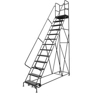 Deep Top Step Rolling Ladder - 13, 130", 20", 24", Steel, Perforated, 24", 107", 39", Yes