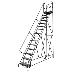 Deep Top Step Rolling Ladder - 15, 150", 20", 24", Steel, Perforated, 24", 120", 39", Yes