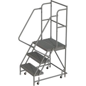 Deep Top Step Rolling Ladder - 3, 30", 20", 16", Steel, Serrated, 16", 37", 20", Yes