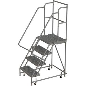 Deep Top Step Rolling Ladder - 4, 40", 20", 16", Steel, Serrated, 16", 45", 23", Yes