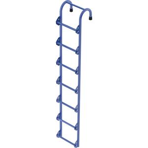 Tank Access Ladder - Steel, 7, 14", 84", 300 lbs., 6-1/2", 13", Anti-Skid, 1", Blue