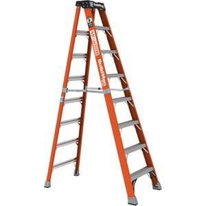 BuildMan® Step Ladder - 8', Fibreglass, 375 lbs., 3", 1AA, 1AA, 27.75" x 51" x 91.5" (70.5 x 129.5 x 232.4 cm), 27.75" x 7.5" x 98" (70.5 x 19.1 x 248.9 cm), 12' 5" (3.8 m)