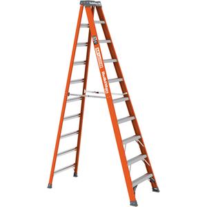 Step Ladder - 10', Fibreglass, 300 lbs., 30", 6.5"/62.5", 1A, 30" W x 62.5" D x 114.25" H (76.2 x 158.8 x 290.2 cm), 30" W x 6.5" D x 121.75" H (76.2 x 16.5 x 309.2 CM), 14' 4" (4.4 m)