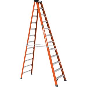 Step Ladder - 12', Fibreglass, 375 lbs., 34.25", 7.5"/74.75", 1AA, 1AA, 34.25" W x 74.75" D x 137" H (87 x 189.9 x 348 cm), 34.25" W x 7.5" D x 145.75" H (87 x 19.1 x 370.2 cm), 16' 3" (4.9 m)