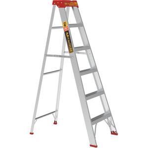 Step Ladder - 6', Aluminum, 200 lbs., 23", 6.5"/39.25", 3, 3, 23" W x 39.25" D x 68.75" H (58.4 x 99.7 x 174.6 cm), 23" W x 6.5" D x 73.5" H (58.4 x 16.5 x 186.7 cm), 10' 6" (3.2 m)