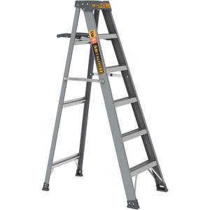 Step Ladder with Paint Tray - 6', Fibreglass, 225 lbs., 23.75", 6.5"/39.75", 2, 2, 23.75" W x 39.75" D x 68.5" H (60.3 x 101 x 174 cm), 23.75" W x 6.5" D x 73.75" H (60.3 x 16.5 x 187.3 cm)