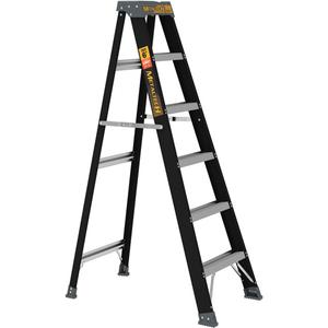 Step Ladder - 6', Fibreglass, 250 lbs., 23.75", 6.5"/39.75", 1, 1, 23.75" W x 39.75" D x 68.5" H (60.3 x 101 x 174 cm), 23.75" W x 6.5" D x 73.75" H (60.3 x 16.5 x 187.3 cm), 10' 6" (3.2 m)