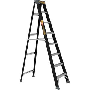 Step Ladder - 8', Fibreglass, 250 lbs., 27", 6.5"/51.25", 1, 1, 27" W x 51.25" D x 91.5" H (68.6 x 130.2 x 232.4 cm), 27" W x 6.5" D x 97.5" H (68.6 x 16.5 x 247.7 cm), 12' 5" (3.8 m)