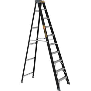 Step Ladder - 10', Fibreglass, 250 lbs., 30.25", 6.5"/62.5", 1, 1, 30.25" W x 62.5" D x 114.25" H (76.8 x 158.8 x 290.2 cm), 30.25" W x 6.5" D x 121.5" H (76.8 x 16.5 x 308.6 cm), 14' 4" (4.4 m)