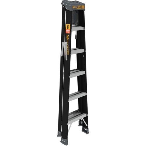 Step Ladder with Paint Tray - 6', Fibreglass, 250 lbs., 23.75", 6.5"/39.75", 1, 1, 23.75" W x 39.75" D x 68.5" H (60.3 x 101 x 174 cm), 23.75" W x 6.5" D x 73.75" H (60.3 x 16.5 x 187.3 cm) - Image 2