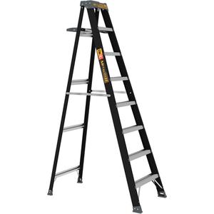 Step Ladder with Paint Tray - 8', Fibreglass, 250 lbs., 27", 6.5"/51.25", 1, 1, 27" W x 51.25" D x 91.5" H (68.6 x 130.2 x 232.4 cm), 27" W x 6.5" D x 97.5" H (68.6 x 16.5 x 247.7 cm), 12' 5" (3.8 m)