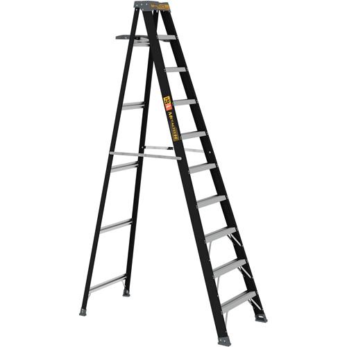Step Ladder with Paint Tray - 10', Fibreglass, 250 lbs., 30.25", 6.5"/62.5", 1, 1, 30.25" W x 62.5" D x 114.25" H (76.8 x 158.8 x 290.2 cm), 30.25" W x 6.5" D x 121.5" H (76.8 x 16.5 x 308.6 cm)