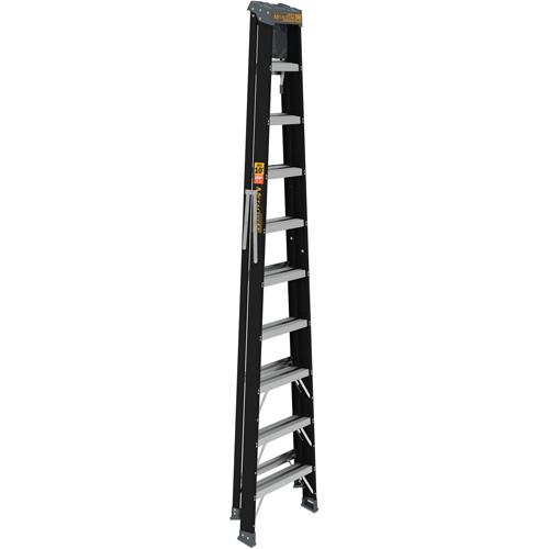 Step Ladder with Paint Tray - 10', Fibreglass, 250 lbs., 30.25", 6.5"/62.5", 1, 1, 30.25" W x 62.5" D x 114.25" H (76.8 x 158.8 x 290.2 cm), 30.25" W x 6.5" D x 121.5" H (76.8 x 16.5 x 308.6 cm) - Image 2