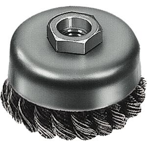 Knot Wire Cup Brush - 3", 0.02", Carbon Steel, 5/8"-11