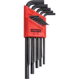 Long-Arm Hex Key Set - 13, Imperial, Black Oxide, L Shape, Alloy Steel, Red