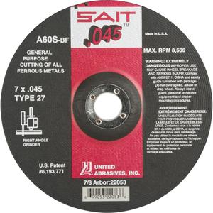 Depressed Center Cut-Off Wheel - 7", 0.045", 7/8", 8500, 27, Aluminum Oxide