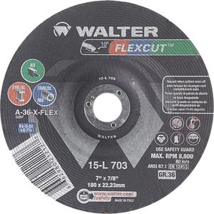 Flexcut™ Depressed Centre Grinding Wheels - 7", 7/8", 36, 8600, 29, Aluminum Oxide, A-36-X-FLEX