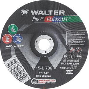 Flexcut™ Depressed Centre Grinding Wheels - 7", 7/8", 60, 8600, 29, Aluminum Oxide, A-60-X-FLEX